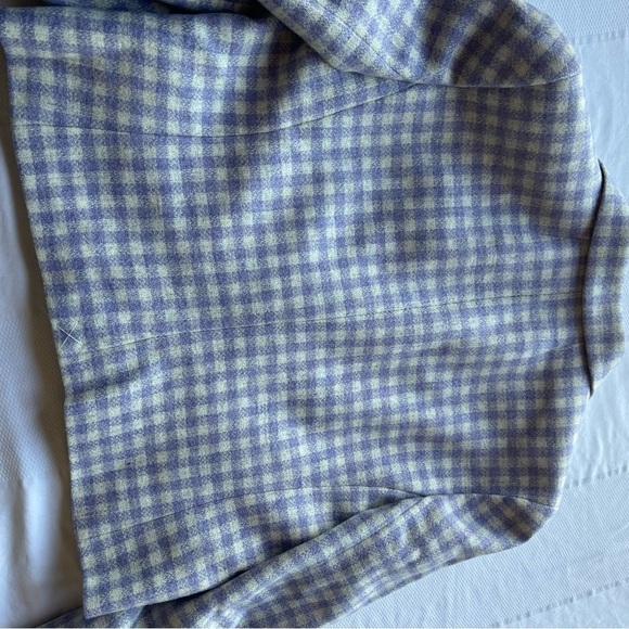 J.Crew Cropped double breasted blazer in Size 14 Heather Grey Purple Plaid - Picture 12 of 14